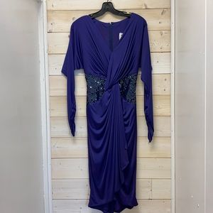 Tadashi Long Sleeve Purple Cocktail Dress